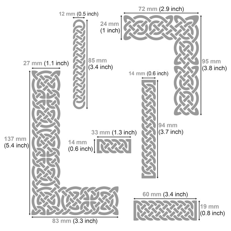 Aleks Melnyk No.36.2 Small Border Stencil for Scrapbooking, Celtic Knot, Ornate Viking, Stainless Steel Journal Stencil, for Engraving, Pyrography, Wood Burning, Bullet Journaling - Image 3